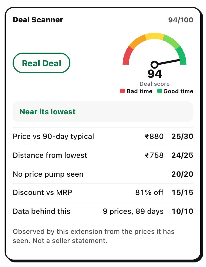 Deal Scanner showing a 94 out of 100 Real Deal with five scored checks